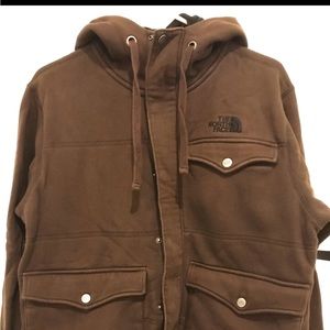 The North Face heavy sweatshirt. Size medium, brown and black.
